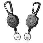 SHENGXIN 2 Pack Retractable Keychain, Heavy Duty Carabiner Badge Holder, Tactical ID Badge Reel with 32” Steel Retractable Cord, 8.0 oz