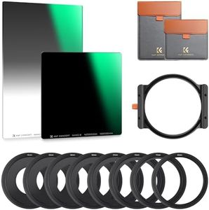 K&F Concept 100mm Square ND1000 (10 Stop) Filter +150mm Soft GND8 Filter (3 stops) + Metal Filter Holder + 8 x Filter Adapter Rings Square ND Filter Kit for Camera Lens