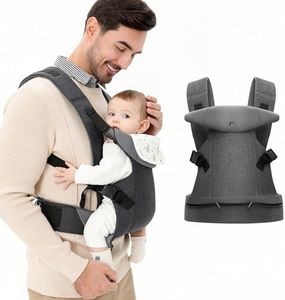 IULONEE Porte-bébé pour Nouveau-né Ergonomie Baby Carrier Porteur avec Bibs Amovibles Porte Bébé Avant et Arrière pour les Tout-petits de 3-36 Mois (3-15kg) Gris