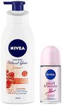 NIVEA Body Lotion, Extra Whitening Cell Repair SPF 15, For All Skin Types, 400ml And NIVEA Deodorant Roll On, Pearl & Beauty, 50ml