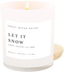 Sweet Water Decor Let it Snow Christmas Scented Candles - Christmas Stocking Stuffers Soy Candles with Cypress Scent - Christmas Candles with 50 Hours Burn Time - 11Oz Wood Lid White Jar Wax Candles