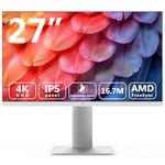 Z-Edge 27 Inch 4K Monitor UHD(3840x2160) IPS Panel 75Hz(DP) LED Monitor, 250 cd/m², HDR10, FreeSync, Flicker Free, HDMI x2, DisplayPort x2, Height & Tilt Adjustable & Pivot - White