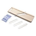 Benriner Mandolin Vegetable Slicer 6.4cm, Ivory - 3 interchangeable Stainless Steel Blades & Safety Guard - Japanese Handheld Mandolin Slicer for Shredding, Slicing & Julienning Fruit & Vegetables
