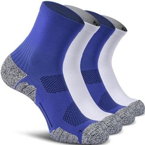 CWVLC Compression Athletic Unisex Quarter Socks Cushioned, 4-pairs (Royal Blue2,White2), M