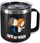 TSLOVER You Are My Person Mug with Lid and Handle - 12 Oz Stainless Steel Insulated Coffee Mug - Greys Anatomy Merch - Funny Birthday Gifts for Mother,Women (black)