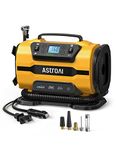 AstroAI Tire Inflator Portable Air Compressor Pump 150PSI 12V DC/110V AC with Dual Metal Motors &LED Light， Automotive Car Accessories&Two Mode for car, Bicycle Tires and air mattresses, Yellow