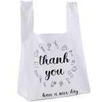 Foraineam 500 Ct Plastic Bags Thank You Reusable Grocery Bag - 13 x 7 x 21 inch, 15 mic, 0.6 mil T-shirts Carryout Shopping Bags