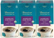Teeccino Dark Roast Dandelion Tea - Rich & Roasted Herbal Tea That’s Caffeine Free & Prebiotic with Detoxifying Dandelion Root, 25 Tea Bags (Pack of 3)