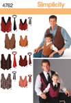 Simplicity 4762Boys and Men Vests and Ties, Paper, White, A (S M L/S M L XL)