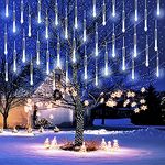 Purtuemy Christmas Lights Outdoor, Meteor Shower Lights 12 inch 8 Tubes LED Snow Falling Lights Icicle Cascading String Lights for Christmas Decoration Tree Garden Wedding Party Holiday, White