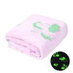 Winthome Glow in The Dark Blanket Unicorn Blanket,Soft Microfiber Flannel Blanket,Fleece Throw Blanket for All Season (Pink, 51.1 In*66.9 In)