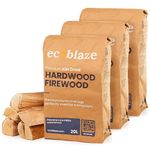 Ecoblaze 27KG Premium Kiln Dried Hardwood Logs - Fire Logs, Firewood, Kindling Wood, Fire Pits & Pizza Oven Wood-High Heat Log For BBQ, Hardwood Woods for Wooden Burner - Eco-Friendly and Sustainable