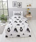 Rapport Home Children Kids Forest Scandinavian Grizzly Bear Duvet Cover Set Boys and Girls Adventurous Toddler Cot Reversible Bedding Set