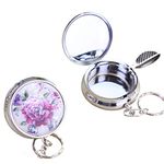 CRIVERS Stainless Steel Ashtray, Portable Pocket Ashtray with Key Chain and Cigarette Snuffer, Modern Design, Colored Pattern, 2 Pc Set