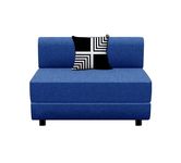 Dr Smith Sofa Cum Bed Leg Sofa-Bed | 3' X 6' Feet, Single Seater | Jute Fabric Washable Cover with Cushion - Blue Color