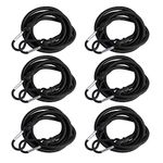 MOLADRI 40 inch Heavy Duty Carabiner Bungee Cords with Double Hook, Long Black Latex Elastic Straps, Extra Strong Rope with Length Metal Buckle Tie Downs for Outdoor, Camping, Luggage Rack (6 Pack)