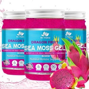 Sea Moss Gel by BioVitalica - Irish sea Moss raw Organic - Premium Quality - Dr Sebi, Vegan superfood for Cells - 100% Natural Seamoss Gel (Pack of 3, Dragon)