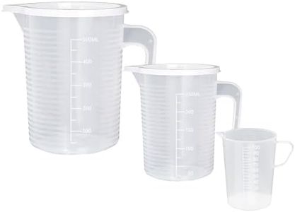 3 Pcs Plastic Measuring Jugs, Hioph 100ml 300ml 500ml Measuring Cups with Handle and Lid Cooking Baking Measuring Jug Heat Resistant Measuring Jugs Set Transparent Medicine Lab Measure Cups