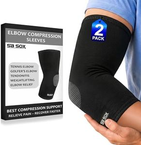 SB SOX Compression Elbow Brace (Pair) – Great Support That Stays in Place – for Tennis Elbow, Tendonitis, Arthritis, Golfers Elbow – Perfect for Weightlifting, Sports, Any Use (Solid Black, Large)