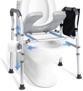 Adjustable Toilet Seat Riser for Seniors - FSA/HSA Eligible Elevated Toilet Seat with Padded Handles, Supports Up to 500lbs, Fits Any Toilet