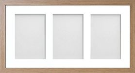 Allington Range 20x10-inch Beech Picture Photo Frame with White 3-Aperture Mount for Image Size 6x4-inch (Portrait)