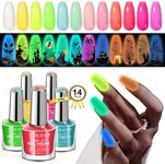 SAVILAND Glows in the Dark Nail Polish Set: 12 Colors Luminous Neon Vegan Nail Polish Kit with Base-Top Coat, Glow Effect Regular Nail Polish Quick Dry for Finger Toe Salon Home DIY Nail Art Beginner