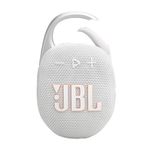 JBL Clip 5 - Ultra-Portable, Waterproof and Dustproof Bluetooth Speaker, Integrated Carabiner, Up to 12 Hours of Play, Made in Part with Recycled Materials (White)