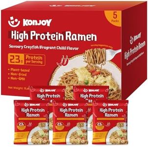 KONJOY Protein Ramen Noodles, Plant-Based High Protein(23g) Ramen Noodles Tossed with Savory Crayfish Chili Sauce, Non Fried, Low Fat, Vegan Healthy Meal, 5 Pack