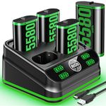 Kytok 4-Pack 5580mWh Rechargeable Battery for Xbox One/Series X|S Controllers, Charger Station with USB-C Cable