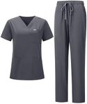 YEZEX Women's Scrub Set, V-Neck Top
