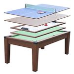 DE VES SPORT 5-in-1 Multi Game Table - 195 x 109 x 79 cm - Ping-Pong, Billiards, Airhockey, Poker - Dining Table