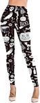 Plus Ghost Print Leggings Ankle Length Skinny Halloween Bat Pants for Women 2XL