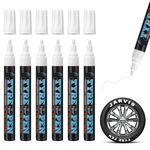 Permanent Marker Waterproof Pen, 6 Pack Car Tire Pen White, Waterproof Quick-Drying Tire Pen, Tire Pen Car Tire Marker Tire Paint Pens for Car Motorcycle Tire Graffiti