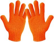 Home Spa HEAVY Exfoliating gloves Hydro full body wash to cleanse Scrub glove - Shower & Bath - Deep clean Dead skin and Improves blood circultion (1 pair Plain, Orange)