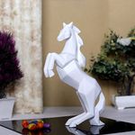 GW Creations Horse Showpiece Vastu, Fengshui Figurine | Home Decor Items | Decorations and Gifting | Running Horse Statue for Money & Wealth - Polyresin, White - 1.97X10.63 Inch