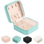 Small Jewelry Box, FOME Portable Jewelry Box Organizer PU Leather Mini Travel Jewelry Storage Case for Rings Earrings Necklace Bracelets Jewelry Gift for Women Girls Blue