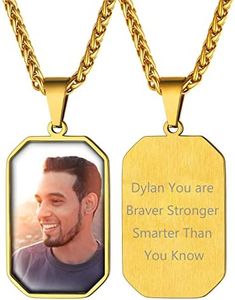 Supcare Collar Mujer Corazon Colgante Foto Personalizado Colgante Acero Inoxidable Grabado Hipoalergénico Regalo de Amigos Familias (03-Oro-octógono)