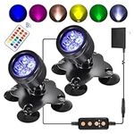 Shineslay LED Pond Light Submersible Lights RGB Underwater Spotlights IP68 Waterproof Landscape Light Fish Lights Spot Lights 1 Drag 2 with Remote Control for Courtyard Pond Aquarium Fountain