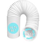 Qualward Portable Air Conditioner Hose 5.9 Inch Diameter, Portable AC Hose Exhaust Vent With Anti-Clockwise Thread Length Up To 80 Inches, White