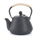 MILVBUSISS Cast Iron Teapot with Warmer, 600ml Tea Kettle Stovetop Safe with Infuser for Loose Leaf, Japanese Tea Pot Coated with Enameled Interior, 20oz Black (S)