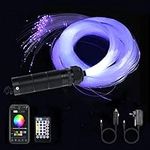 AZIMOM Car Use Bluetooth 6W RGB LED Fiber Optic Lights Star Ceiling Light Kit APP Remote Controller 150pcs 0.03in 6.5ft Optic Cable Music Mode Sensory Lighting Indoor Home Interior Decoration