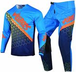 Willbros Motocross Jersey Pants Combo Mens Women Dirt Bike MX Gear Set Offroad Riding Adult Racewear, Blue, Jersey M / Pants 32