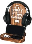 CryCarrot Gamer Gifts for Teenage Boys, Gaming Headphone Stand for Men, Gaming Room Decor Wooden Headset Holder, Son Boyfriend Husband Game Lover Gifts -Sorry I Can't Hear You I'm Gaming