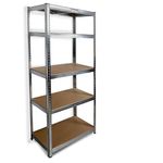 DIVCHI 5 Tier Storage Rack Heavy Duty Shelving Aluminium Garage Shelves Heavy Duty Shed Storage Racking Shelf For Warehouse Workshop & Office (Silver, Pack of 1)