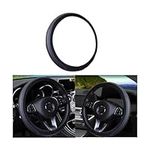 CGEAMDY Leather Car Steering Wheel Cover, Elastic, Breathable and Anti-Slip, Universal 38 cm, Steering Wheel Protector Cover for Men Women, Car Accessories(Black-Blue)