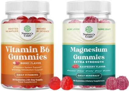 Bundle of Potent Vitamin B6 Gummies for Adults - Vitamin B Complex Supplements for Nervous System and Extra Strength Calm Magnesium Gummies for Adults - Relaxing Magnesium Citrate with Elemental Mag