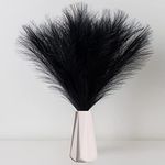 Faux Pampas Grass, 18"/45cm Artificial Pampas Grass Fluffy 5 Stem pompous Grass Flower Arrangement and Vase Filler for Boho Home Wedding Decoration (Black)