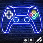 Ethlomoer Game Neon Sign, Gamepad Shaped Gaming Neon Light Sign, USB Powered Led Sign, Gamer Gifts, Neon Signs for Wall Decor, Kids Game Room, Boys Bedroom, Wall Art Decoration