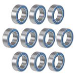 sourcing map MR85-2RS Deep Groove Ball Bearings 5mm Inner Dia 8mm OD 2.5mm Bore Double Sealed Chrome Steel Blue Seal Z2 10pcs