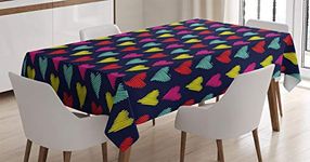 52 W By 70 L , Multi 8 : Home Decor Tablecloth by Ambesonne, Romantic Style Multicolored Hearts Love Happiness Theme Valentine's Day Decor Illustration, Rectangular Table Cover for Dining Room Kitchen, 52x70 Inch, Multi